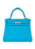 Kelly 25 Retourne In Swift Blue Frida, &pound;16,500, Handbags, Blue, Leather, Front view